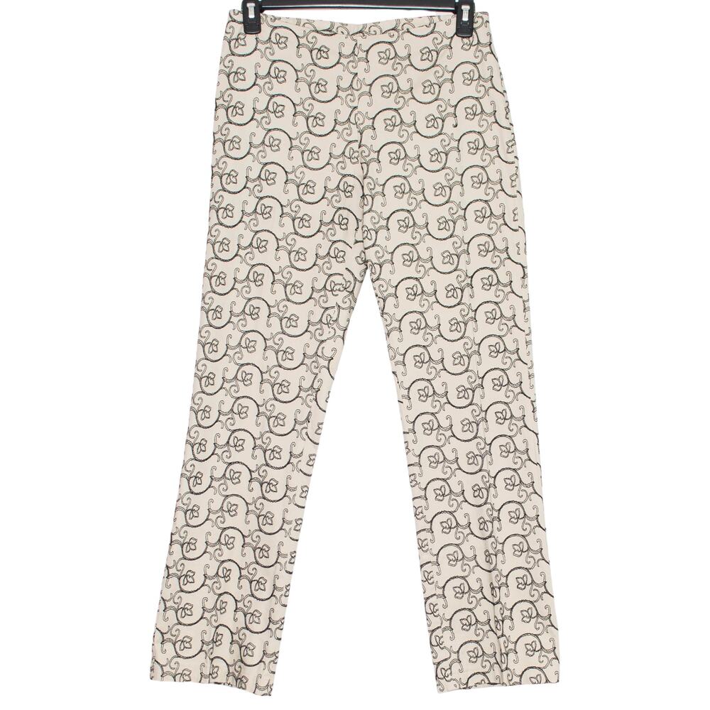 Vintage Y2K WHBM Pants Embroidered Floral Tan Black 10 Quiet Luxury Old Money